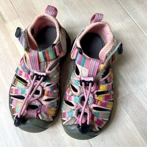 Keen Toddler Girl's Pink Rainbow Stripes Waterproof Sport Sandal Size 10